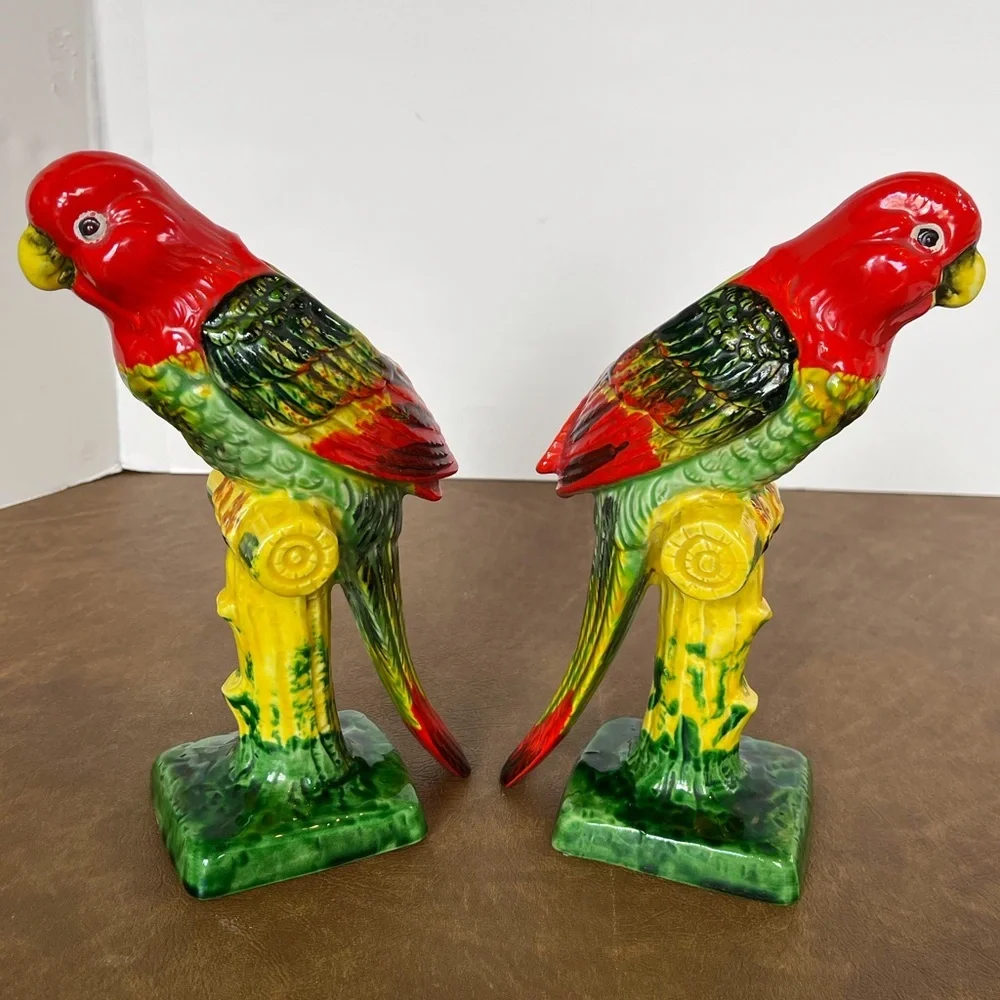 Vintage Retro Rainforest Ceramic Parrot Planter